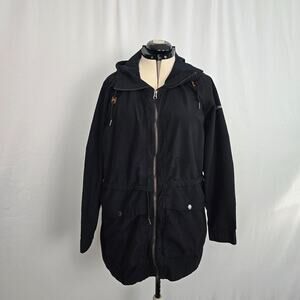 Columbia West Buff Utility Jacket Women's 1X Black Hooded Full Zip Up